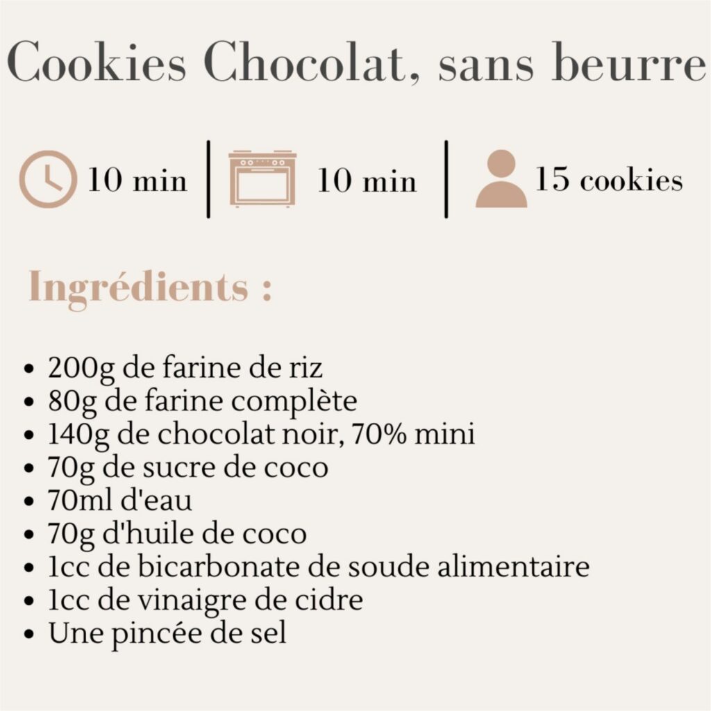 cookie chocolat sans beurre